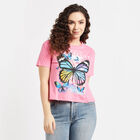 Cotton Round Neck T-Shirt, गुलाबी, small image number null