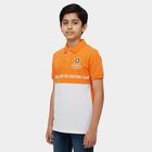 Boys' Bright Orange Cotton Polo Collar Preppy Boys T-Shirt, Orange, small