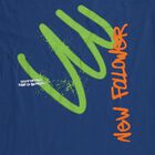 Boys Navy Blue Round Neck Graphic Printed T-Shirt, मध्यम नीला, small