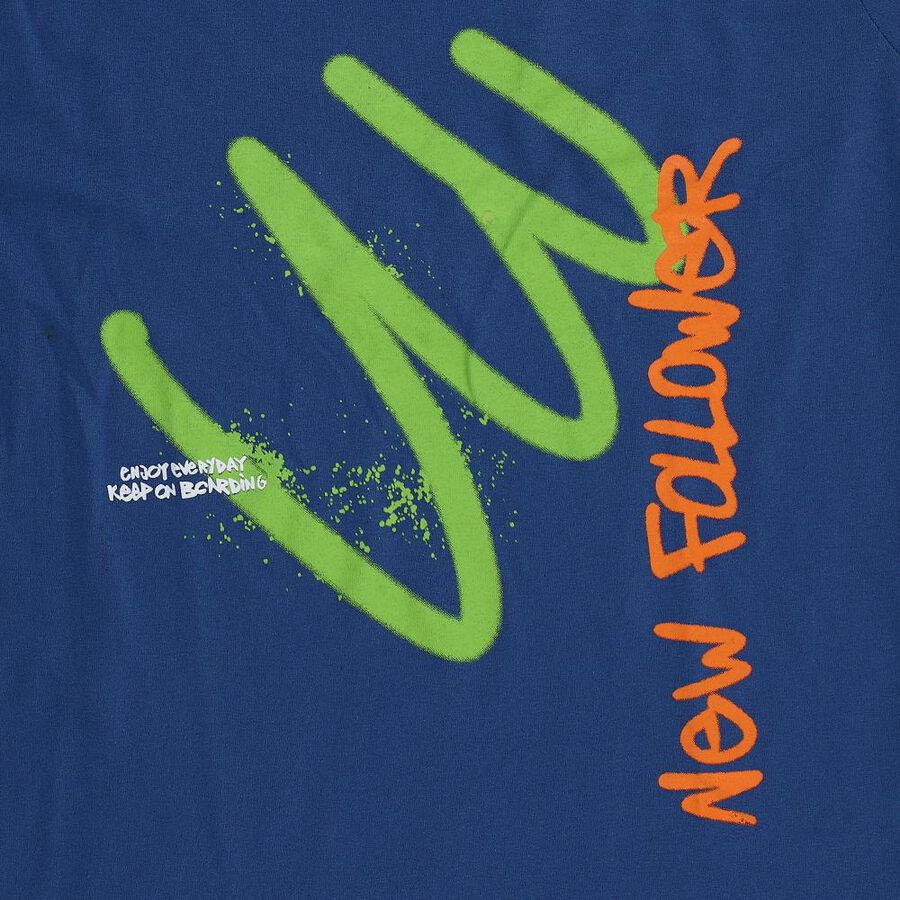 Boys Navy Blue Round Neck Graphic Printed T-Shirt, मध्यम नीला, large