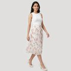 Women's Beige High-Waist Pleated Midi Skirt, Beige, small