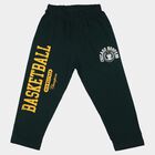Boys' Green Straight Fit Basketball Printed Cotton Blend Pyjama, Dark Green, small