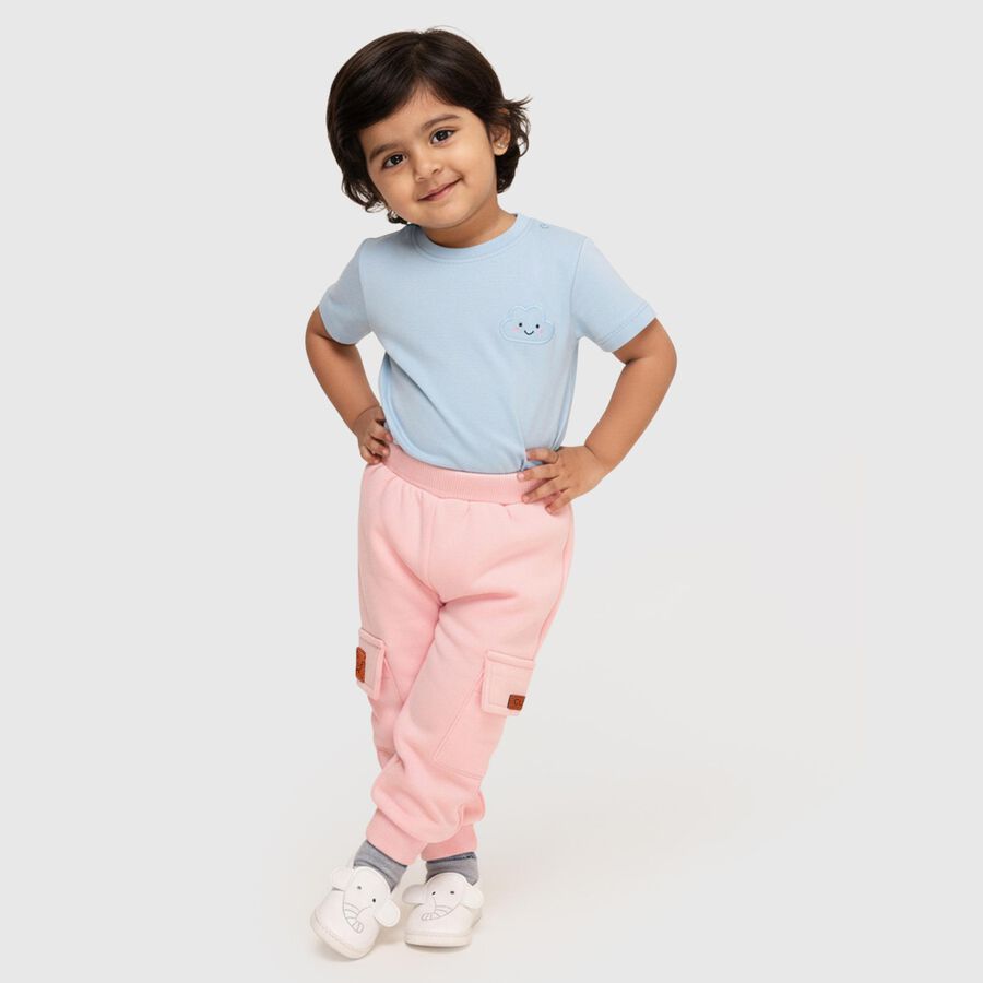Infants Baby Pink Cotton Blend Cargo Pyjama, गुलाबी, large image number null