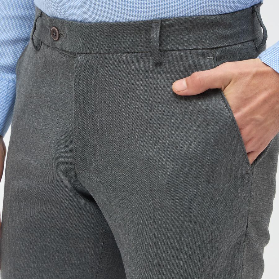 Men's Charcoal Grey Slim Fit Flat-Front Formal Trousers, Melange Mid Grey, large image number null