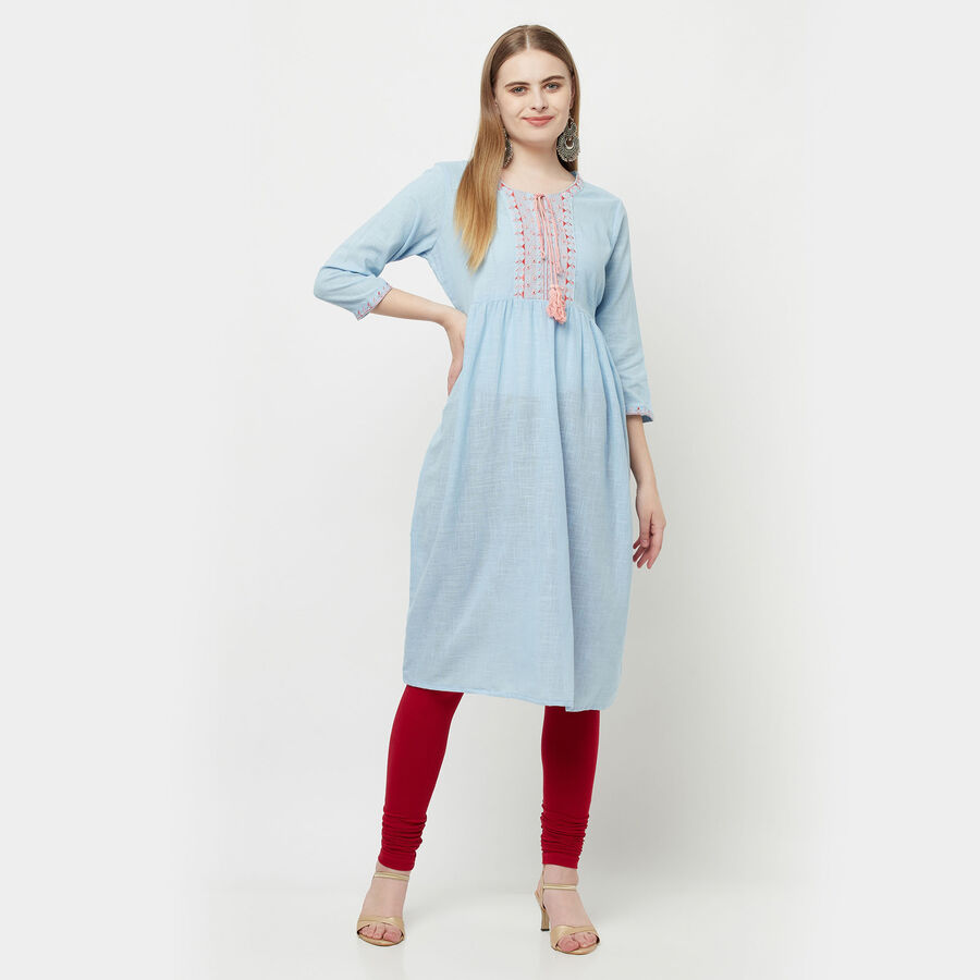 Cotton Flared Kurta, Light Blue, large image number null
