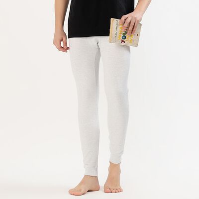 Men's Light Grey Cotton Blend Thermal Lower