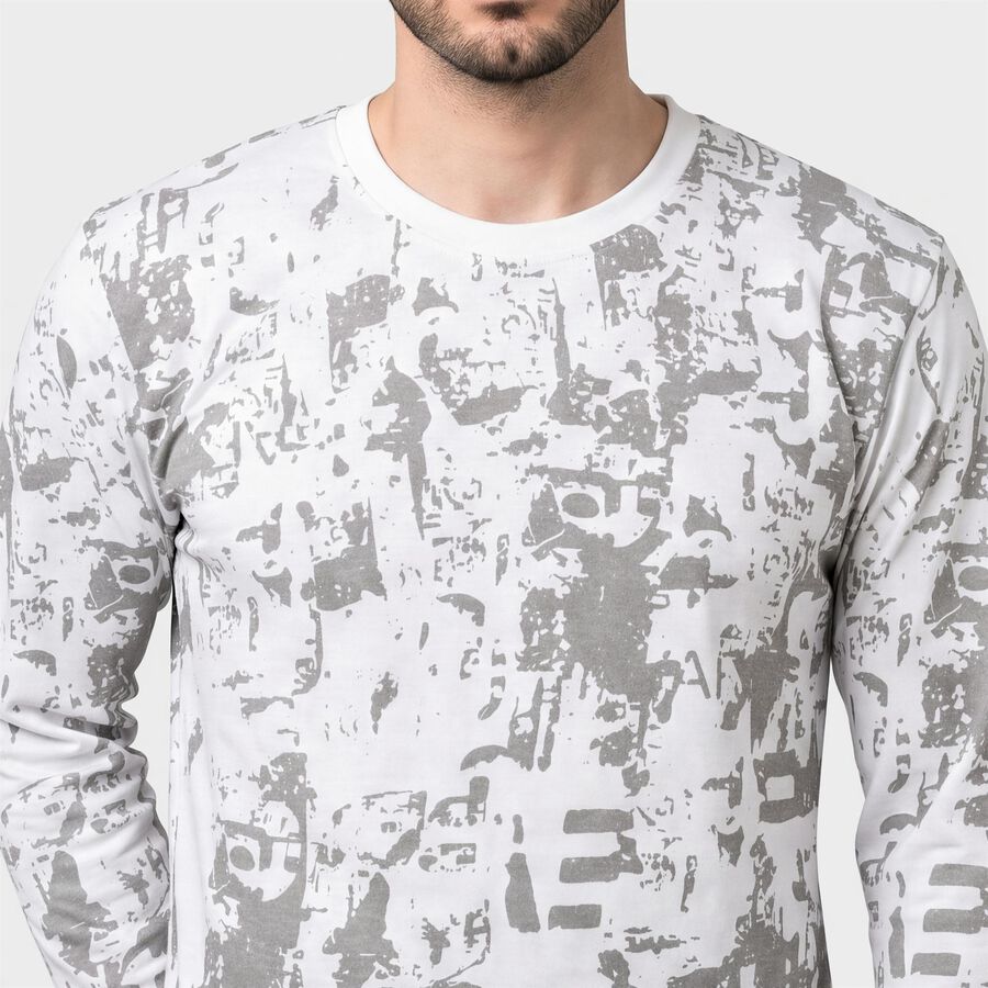 Men's White Crew Neck Regular T-Shirt, White, large