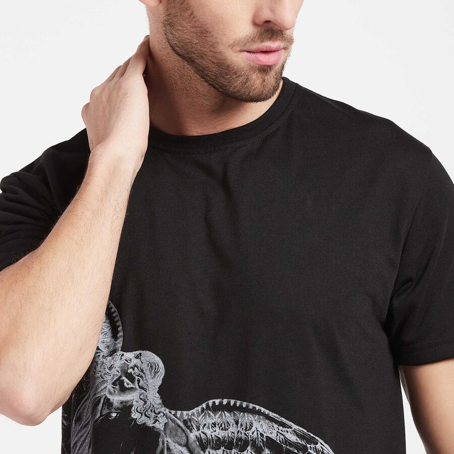 Round Neck T-Shirt, Black, large image number null