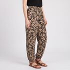 Women's Beige Relaxed Fit Printed Harem Pants, गहरा पीला, small