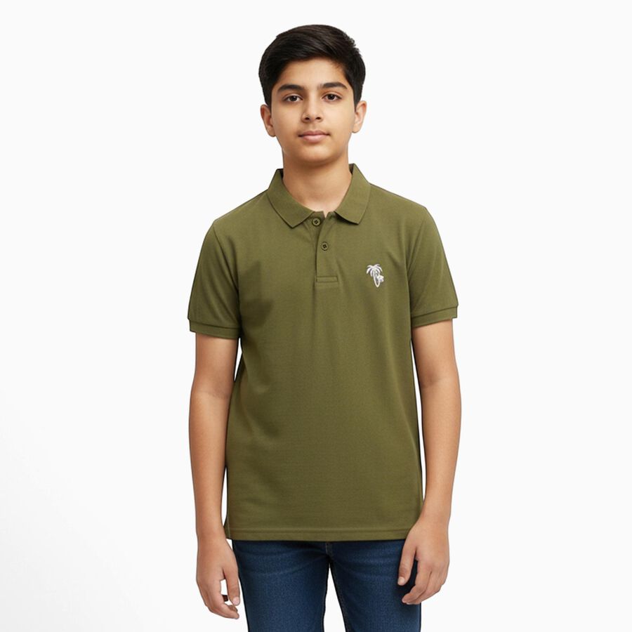 Boys' Half Sleeves T-Shirt, Olive, large image number null