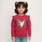 Girls Deep Raspberry Pink Crew Neck Casual Pullover, रानी (फ्यूशिया), small image number null