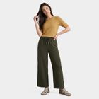 Women's Olive Green Wide Leg Drawstring Track Pants, Olive, small