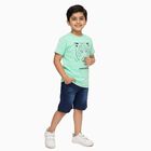 Boys' Light Green Cotton Round Neck Tiger Print Baba Suit, Light Green, small image number null