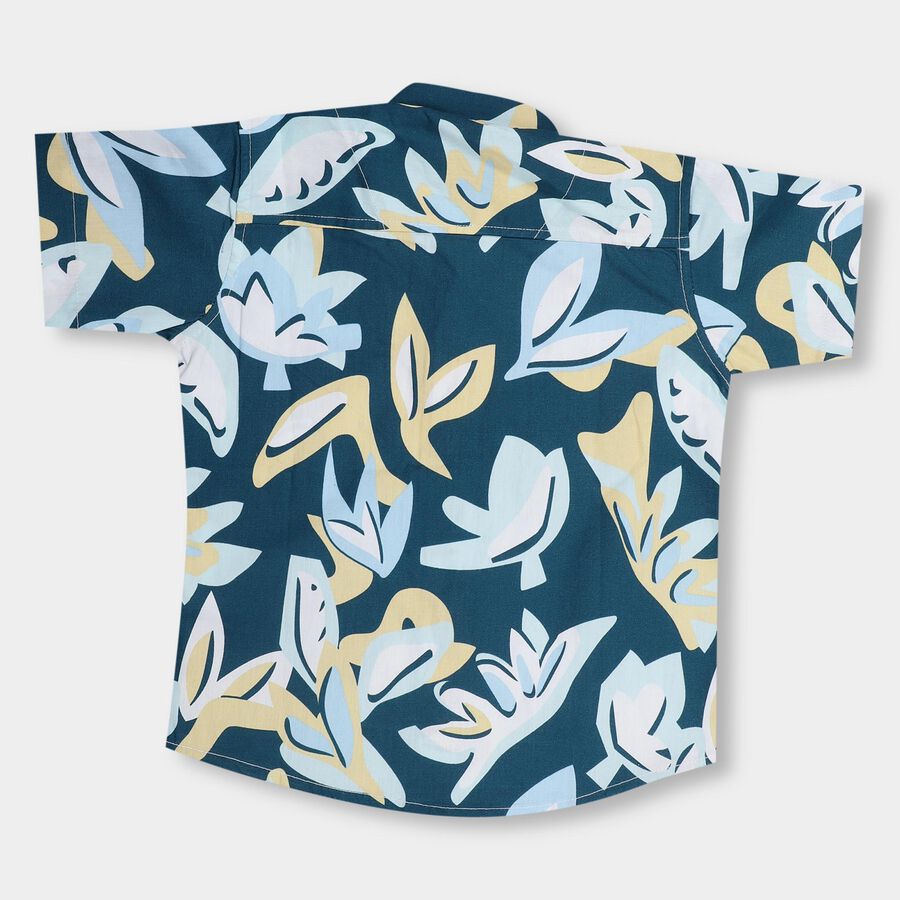 Boys' 100% Cotton Regular Collar Casual Shirt, Mid Blue, large image number null