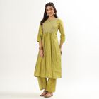 Women's Light Sage Green Round Neck Embroidered Kurta, हल्का हरा, small image number null