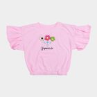 Girls Pink Round Neck Casual T-Shirt, गुलाबी, small