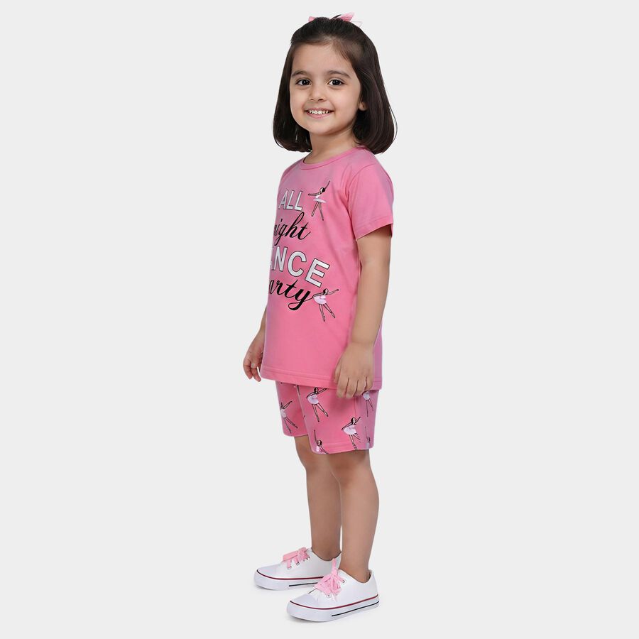 Girls Light Pink Night Suit, हल्का गुलाबी, large