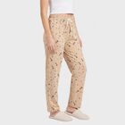 Women's Beige Straight Fit Floral Printed Cotton Blend Pyjama, गहरा पीला, small