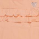 Girls Peach Cotton Round Neck Romantic T-Shirt, पीच, small