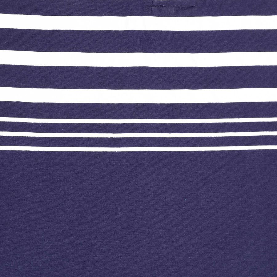 Boys Cotton Stripes T-Shirt, Navy Blue, large image number null