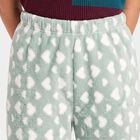 Girls' Mint Green Heart Printed Elastic Waist Pyjama, Light Green, small