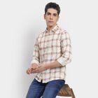 Men's 100% Cotton Casual Shirt , ऑफ व्हाइट, small