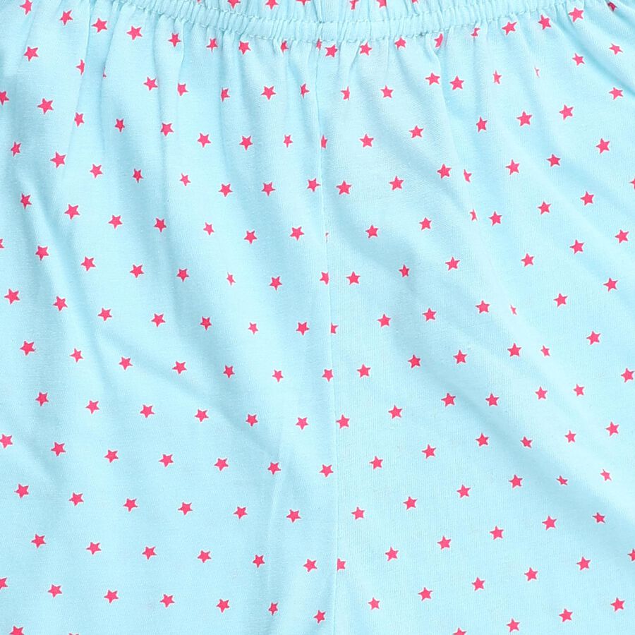 Girls Navy Blue Regular Fit Star Printed Pyjama, Light Blue, large