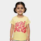 Girls Bright Yellow Cotton Round Neck Casual T-Shirt, पीला, small