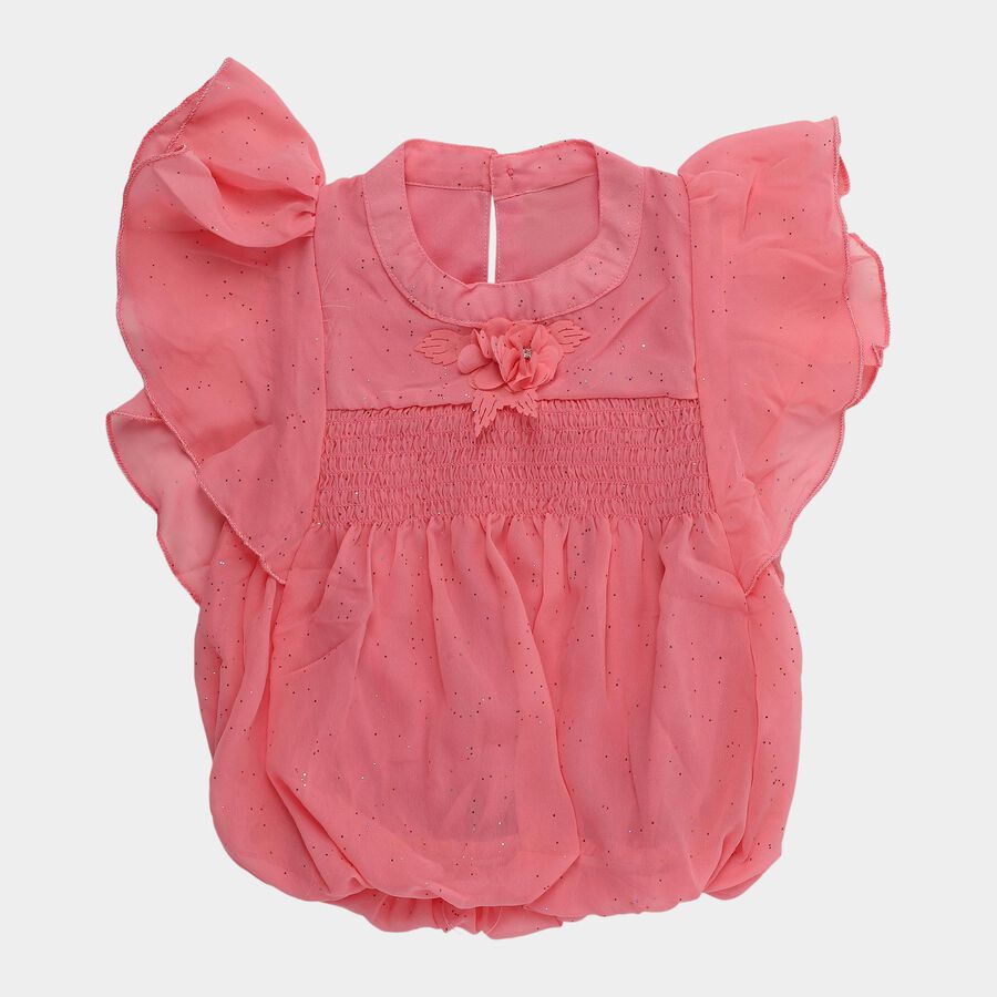 Girls' Pink Round Neck Romantic T-Shirt, Pink, large