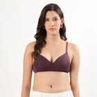 Women's Deep Plum Padded Wireless Bra, वाइन, small