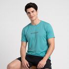 Men Teal Round Neck Regular Drifit T-Shirt, Teal Blue, small