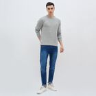 Men's Light Grey Crew Neck Casual Pullover, मिश्रित हल्का ग्रे, small image number null