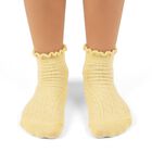 Girls' Soft Lavender Purple and Light Butter Yellow Regular Fit Scalloped Design Pack of 2 Socks, पीला, small