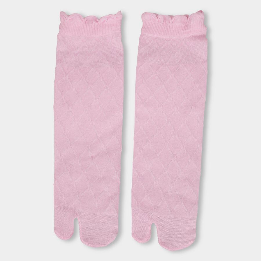 Women's Light Pink Regular Fit Textured Split-Toe Socks, Light Pink, large