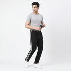 Men's Black Regular Fit Side-Striped Track Pants, Black, small