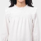 Girls White Round Neck Regular Top, सफ़ेद, small