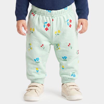 Infants' Mint Green Regular Fit Floral Printed Jogger Pyjama