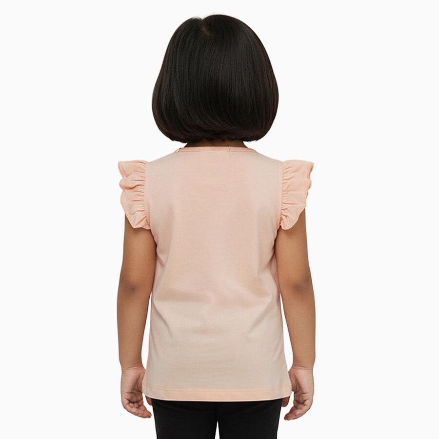 Girls Light Pink Cotton Round Neck Casual T-Shirt, हल्का गुलाबी, large image number null