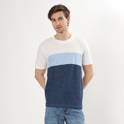 Men's Midnight Blue Round Neck Casual T-Shirt