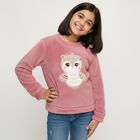 Girls Light Pink Crew Neck Casual Sweatshirt, Light Pink, small image number null
