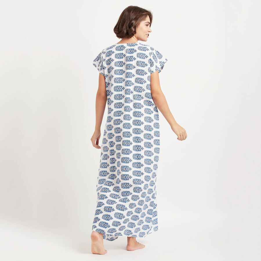 Printed Nighty, White, large image number null