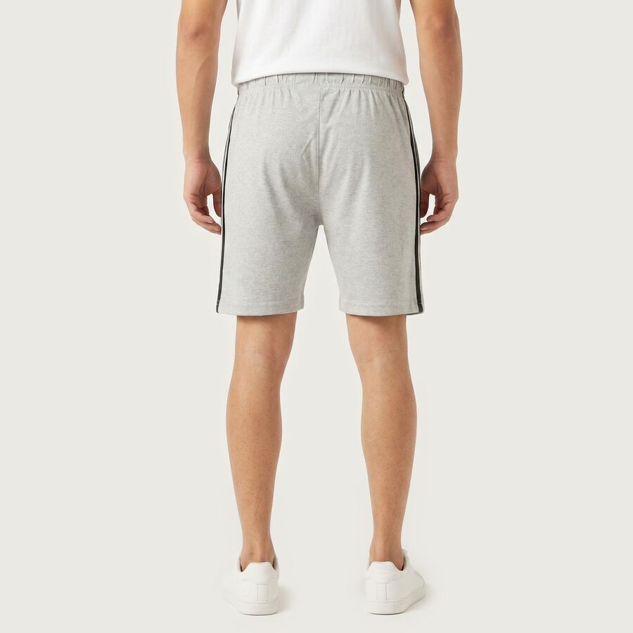 Men's Grey Regular Fit Side-Striped Bermuda Shorts, मिश्रित मध्यम ग्रे, large