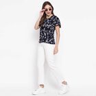 Printed Top, Navy Blue, small image number null