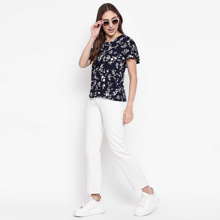 Printed Top, Navy Blue, large image number null