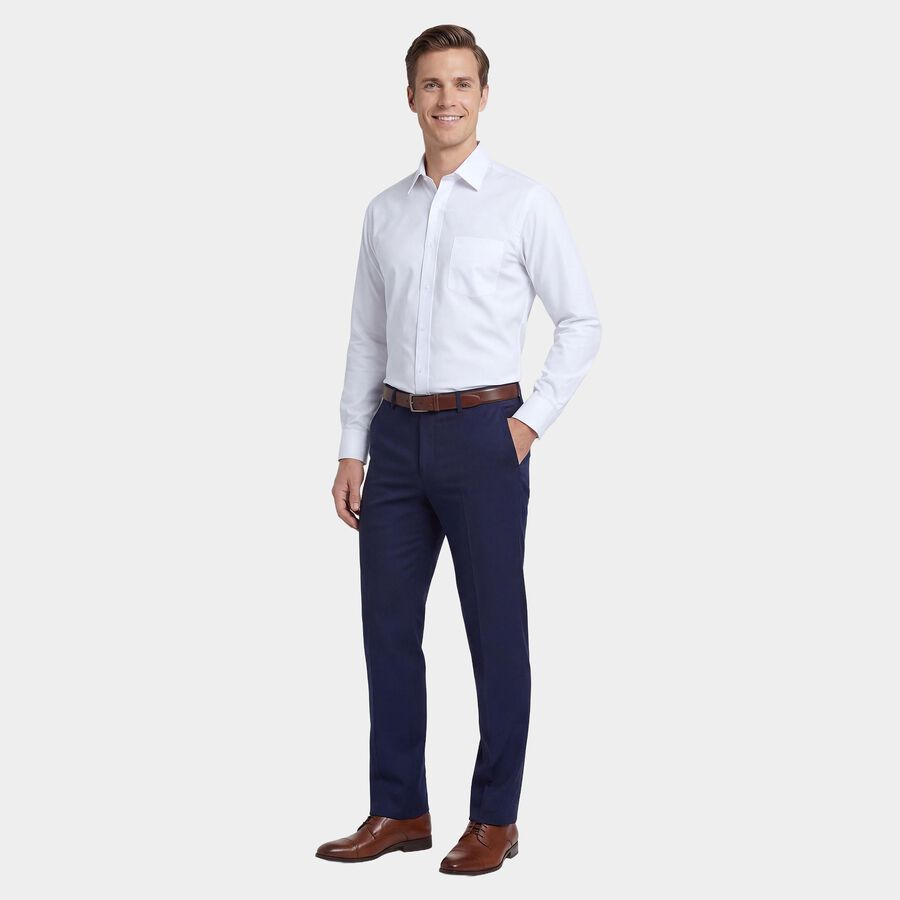 Men's White Cotton Spread Collar Formal Shirt, White, large