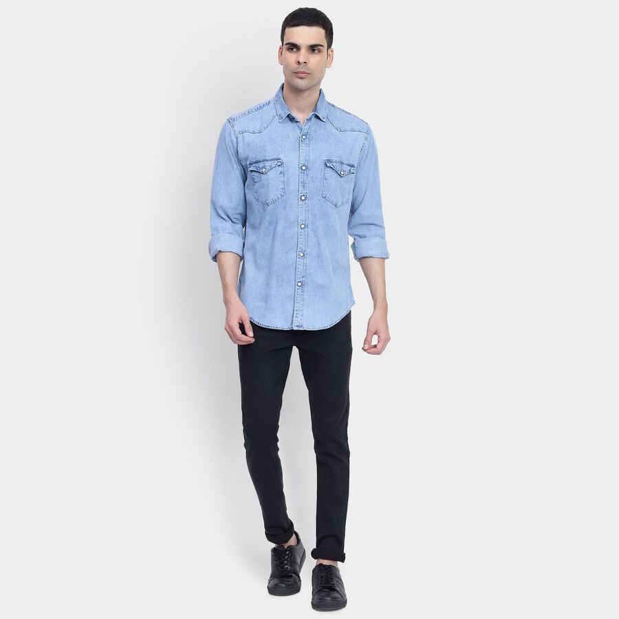 Men's 100% Cotton Casual Shirt, Light Blue, large image number null