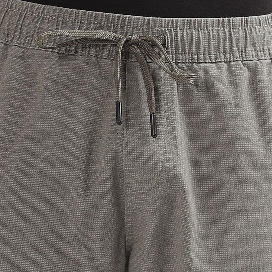 Men's Muted Charcoal Black Slim Fit Printed Jogger Trousers, Light Grey, large image number null