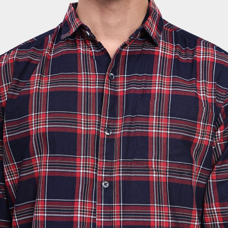 Men's 100% Cotton Casual Shirt, Red, large image number null