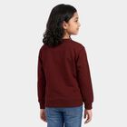 Girls' Maroon Crew Neck Graphic Print Sweatshirt, Wine, small