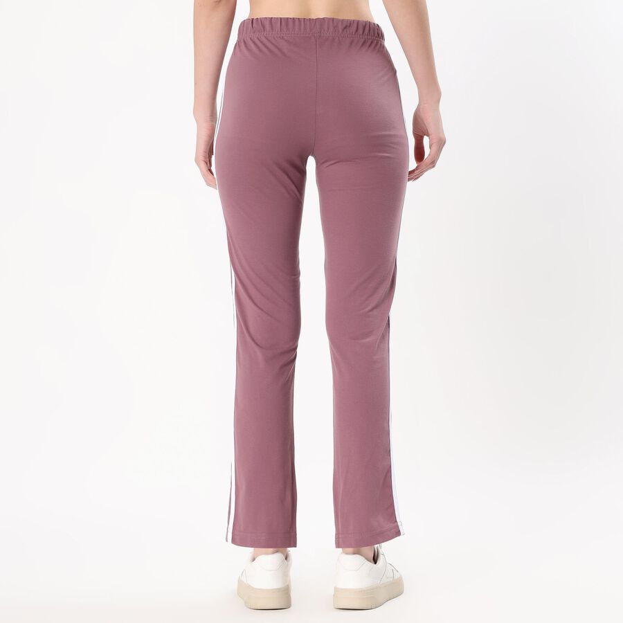 Women's Muted Mauve Straight-Leg Side-Striped Track Pants, बैंगनी, large